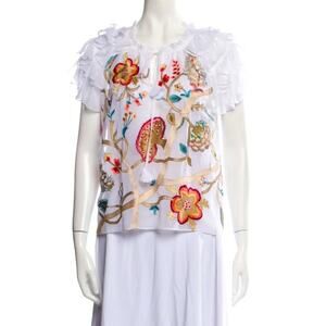 RANNA GILL Floral Print Crew Neck Blouse Size: M NWT